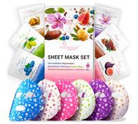 Pack of 6 Leaf Face Masks Skin Care Collagen Face Masks with Hyaluronic Acid, Vitamin C and Snail Mucus Face Masks Sheet for