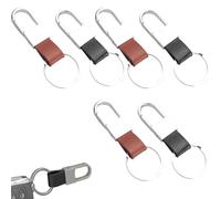 Pack of 6 leather key rings made of high-quality genuine leather and metal, car key fob, universal car key fob for men and women, leather key fob