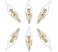 Pack of 6 LED Bulb E14 Small Screw Bulb 8W ZHIYUE Warm 3000k,800LM Non-dimmable Light Luxury Modern Chandelier Light Bulb Flame Shape AC 240V,Small Edison Screw SES LED Corn Lamp