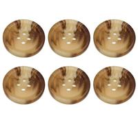 Pack of 6 Light Mixed Brown 15mm Round Faux Horn Sew On Plastic Buttons for Skirts Trousers Suits Shorts Flat 4 Holes 24L