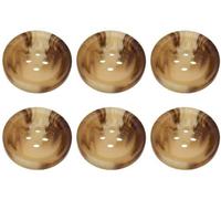 Pack of 6 Light Mixed Brown 23mm Round Faux Horn Sew On Plastic Buttons for Coats Jackets Cardigans Flat 4 Holes 36L
