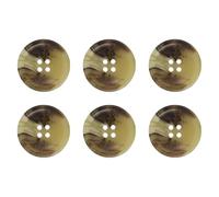 Pack of 6 Light Mixed Brown 25mm Round Faux Horn Sew On Plastic Buttons for Coats Jackets Cardigans Flat 4 Holes 40L