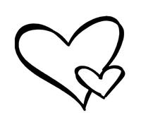 Pack of 6 Love Heart Scribble Stickers - Scrapbook & Laptop - Cute Gifts for Her (8cm x 7cm, Black)