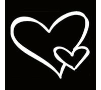 Pack of 6 Love Heart Scribble Stickers - Waterproof Decals - Scrapbook, Laptops, Cars, Water Bottles, Cute Gifts (5cm x 4cm, White)