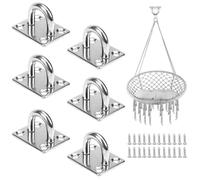 Pack of 6 M4 Eye Plate Stainless Steel Eye Plate with Eyelet, Eyelet Plate Stainless Steel Eye Plates Eyelets Cover Plate for Ceiling Hooks Hanging Awning Mounting Hooks Eyelet Wall Hooks with 24