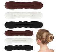 Pack of 6 Magic Hair Bun Maker, Upgraded Hair Holder Sponge Clips, Hair Bun Maker, Hair Styling Doughnut Bun Bun Bun for Women and Girls (3 Large 3 Small) (Black, White, Brown)