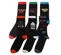 Pack of 6 Mens BEST DAD Designer Cotton Rich Socks Shoe Size 6-11