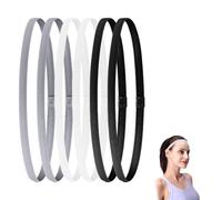 Pack of 6 Men's Hair Bands, Sports Headband, Boys Football Elastic Hair for Women, Children, Boys, Thin Headband, Football Headband, Elastic, Non-Slip, Multicoloured, for Running