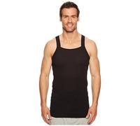 Pack of 6 Mens Vest Designer Cut Organic Cotton Ribbed Thermal Vests Rib Gym Lot (Black, S)