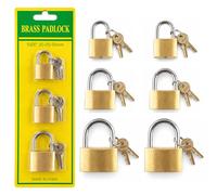 Pack of 6 Mini Brass Padlocks with Keys Small Keyed Locks Set Including 3 Sizes 20mm, 25mm & 30mm Each 2X | Durable Brass Locks for Luggage Diaries Cabinets