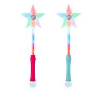 Pack of 6 Mixed 3 Blue 3 Pink Light Up Wands Star Light Flashing Wand Fairy Light Princess Toys Premium Magic Wand Kids Light Up Star Wand Ideal Party Favours Princess Parties Toy Wand with Disco Ball