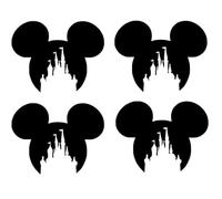 Pack of 6 Mouse Face Magic Castle Kingdom Sticker Decals in a Variety of Colours and Sizes (Black, 8cm x 7cm)