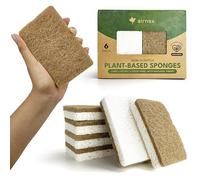 Pack of 6 Natural Sponges for Washing Up - Made from Cellulose, Coconut & Recycled Fibres - Eco Friendly, Odour Free, Non Scratch Scrubbers for Kitchen & Bathroom - Green America & PETA Certified