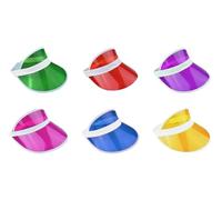 Pack of 6 Neon Sun Visors Pub Golf Plastic Visor Golf Tennis Poker Fancy Dress Accessories Costume Accessories Festivals Retro Raves 80s 90s Fancy Dress (One of Each)