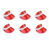 Pack of 6 Neon Sun Visors Pub Golf Plastic Visor Golf Tennis Poker Fancy Dress Accessories Costume Accessories Festivals Retro Raves 80s 90s Fancy Dress (Red)