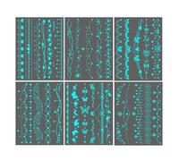 Pack of 6 Neon Temporary - Unique Designs for Parties, Raves, Festivals, Weddings, Beach Festivals, Sporting Events and Birthday Parties (Safe for Face and Body - Holds the Ga