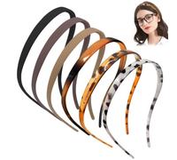 Pack of 6 No Headache Headbands, Hair Bands for Glasses Wearers, Thin Headband Women, Non-Slip with Teeth, Headband, No Pressure, Shiny (Type A)