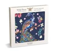Pack of 6 Notecards - Floral Peacock Artistic Wild Press Design by Helen Ahpornsiri - General Cards Suitable for Birthday and Other Occasions - Made in the UK - Eco-Friendly
