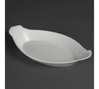 Olympia Whiteware Oval Eared Dishes, Porcelain, 320x 177mm, (6 Pack) - Oven, Microwave, Dishwasher Safe W423