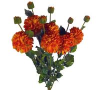 Pack of 6 Orange Dahlia PomPom Stems 75cm Silk Flowers Pegdev Orange One Size