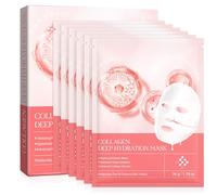 Pack of 6 Organic Collagen Mask, Collagen Mask Overnight for Face | Hydrogel mask for the night, soothing, moisturising, nutritious collagen face mask for all skin types