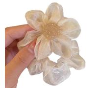 Pack of 6 Organza Hair Bobbles Women's Flowers Rhinestones Hair Scrunchie Elastic Bands Hair Rope Hair Accessories Hair Cord Ponytail Holder Headpiece Headpiece Beige