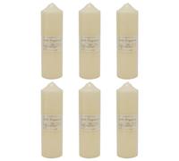 Pack of 6 Overdipped 150-Hour Vanilla Scented Pillar Votive Wax Candles Cream | Decorative Ivory Cream Church Candles - 24 x 7cm