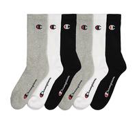 Champion Unisex Core 6pp Crew Ankle Socks, Grigio Melange Chiaro, Bianco, Nero, 5-Mar UK