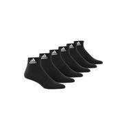adidas Unisex Cushioned Sportswear Ankle Socks 6 Pairs, Black/White, 4.5-6