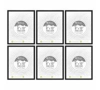 Pack of 6 Pcs - 8x10 Black Picture Frame 25x20 cm Wall Hanging or Tabletop Display Shatterproof Styrene Front Modern Photo Frame Perfect for Family Photos & Home Decor