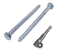 (Pack of 6 pcs) DIN 571 Zinc Plated Steel Hexagon Wood Screws M8 x 140 mm, Coach Screws, Hex Screw, Lag Bolts, Hex Head (6, M8 x 140 mm)