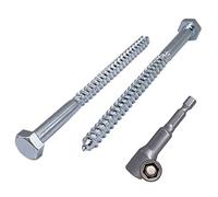 (Pack of 6 pcs) DIN 571 Zinc Plated Steel Hexagon Wood Screws M8 x 160 mm, Coach Screws, Hex Screw, Lag Bolts, Hex Head (6, M8 x 160 mm)