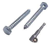 (Pack of 6 pcs) DIN 571 Zinc Plated Steel Hexagon Wood Screws M8 x 50 mm, Coach Screws, Hex Screw, Lag Bolts, Hex Head (6, M8 x 50 mm)