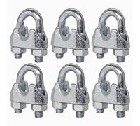 (Pack of 6 pcs) Wire Rope Clamps M5, Cable Clips, DIN 741, Steel Clamp For Ø 5 mm Wire Rope, U Bolt Saddle (6 pcs, M5 for Ø 5 mm)