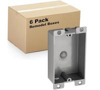 (Pack of 6) Plastic Electrical Box, Shallow Remodel Box, 8 Cubic Inch Grey Outlet Box, Single Gang Old Work Junction Box, Length 4.25'', Width 2.4'', Depth 1.24'', Solid PVC Construction, UL Listed