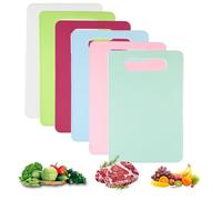 Pack of 6 Plastic Rectangular Kitchen Boards Chopping Boards Breakfast Board Antibacterial Plastic Kitchen Board Chopping Board Plastic with Handle for Fruit Vegetables Meat 29 x 19 cm