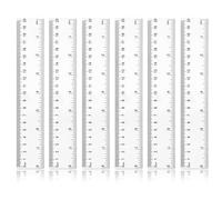 Pack of 6 Plastic Rulers 20 cm / 8 Inches, Transparent Ruler, Precision Ruler with Metric & Inch Scale Ruler, Measuring Tool for School, Embossed Centimetre Division, Home, Office, Primary School
