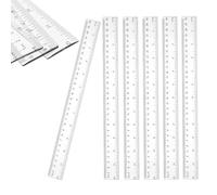 Pack of 6 Plastic Rulers 30 cm, Transparent Rulers Set, Rulers Made of Straight Plastic, Metric Inch Scale Ruler Precision Measuring Tool, Rulers for School, Office, Home