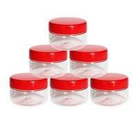 (Pack of 6) - Plastic Storage Jars Food Storage Containers Clear Food Containers Kitchen Container Meal Prep Takeaway Container Microwave Freezer Safe with Airtight Lids (150 ML, Round)