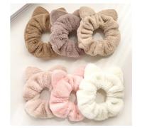 Pack of 6 Plush Hair Bobbles Cute Cat Ear Furry Scrunchies Fluffy Hair Band Elastic Ponytail Holder Pompom Headbands Hair Accessories Hair Rope for Women Girls, 6 Colours