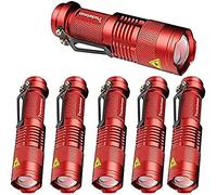 Pack of 6,Pocketman 7W 300LM SK-68 3 Modes Mini Q5 LED Flashlight Torch Tactical Lamp Adjustable Focus Zoomable Light(red)