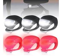 Pack of 6 Pram Lights: Pram Light LED with Bright LED and 3 Light Functions, Pram Light, Battery Operated, Pushchair Light, Waterproof, LED Silicone Lights for Prams, Outdoor Use