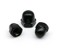 (Pack of 6) Premium Black Stainless Steel Fasteners Dome Nuts DIN1587 with Blackened Finish and Hex Acorn Cap Nuts for M3,M4,M5,M6,M8,M10 Screws and Bolts(Pack of 6) (M12)