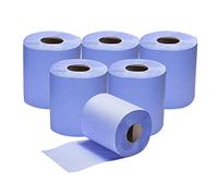 (Pack of 6) - Premium Quality Blue Centrefeed Rolls 2 Ply Embossed Recycled Paper Towels Hand Towels Tissue Kitchen Blue Rolls Wipe Away Wall Mounted Lockable Rolls For Home Office Garage Bathroom