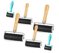 Pack of 6 Printmaking Ink Rollers, 3 Sizes of Rubber Brayer Rollers for Lino, Tile, Block Printing, Craft Stamping, DIY Art Projects - Premium Quality Ink Rollers for Professional Use