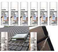 Pack Of 6, Rapide Spray and Seal Mastic Sealant, White, 400ml, Leak Stop for Roof Guttering Pipes Windows,