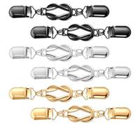 Pack of 6 RCA Clip Waist Clips for Clothing in Gold, Silver, Black | Vintage pullover clips in three colours, ideal as brooches for clothing to make the waistband tighter and versatile