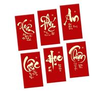 Pack of 6 Red Envelopes for Year 2026 Vietnamese Culture Design Golden Glitter Matte Texture for New Year Party Golden Horses Red Packets