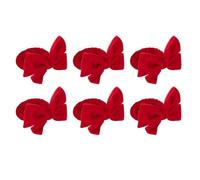 Pack of 6 Red Velvet Bow Napkin Rings - Festive Celebration Christmas Dinner Table Setting Decoration Xmas Party - Knife Fork Spoon Serviette Holder Home Kitchen