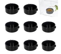 Pack of 6 Replacement for Food Boxes 5.5 x 5.5 x 2.2 cm Mini Reptile Food Box Made of Plastic for Terrarium, Habitat Feeding Box Replacement for Hamsters, Lizards, Palace Guard (Black)